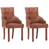 Image de vidaXL Chaises à manger lot de 2 marron cuir de chèvre véritable