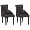 Image de vidaXL Chaises à manger lot de 2 noir cuir de chèvre véritable