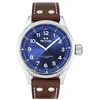 Image de TW Steel Swiss Volante Mens 45mm Quartz Montre avec Cadran Bleu Bracelet Cuir Marron, et Date Calendrier SVS102, sangle