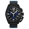 Image de TW Steel Swiss Canteen Montre chronographe à quartz pour homme avec bracelet en cuir 46 mm, bleu, Lanières