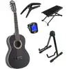 Image de LaPaz C30BK klassieke gitaar 3/4-formaat zwart + statief + accessoires
