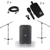 Image de JBL EON ONE Compact + twee Electro-Voice ND76 microfoons, statieven en kabels