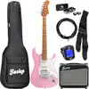Image de Fazley Sunset Series Dawn HSS Shell Pink elektrische gitaar starterset