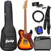 Image de Fazley Sunset Series Tortoise 3-Color Sunburst elektrische gitaar starterset