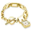 Image de Rosefield Studio Montre Femme Bracelet Acier Plaqué Or 23K 15x18.5mm