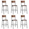 Image de vidaXL Chaises de bar lot de 6 contreplaqué solide et acier