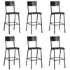 Image de vidaXL Chaises de bar lot de 6 noir contreplaqué solide et acier