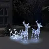 Image de vidaXL Décoration de Noël Rennes et traîneau 160 LED 130 cm Acrylique
