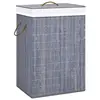 Image de vidaXL Panier à linge avec 2 sections bambou gris 72 L