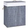 Image de vidaXL Panier à linge avec 2 sections bambou gris 100 L
