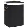 Image de vidaXL Panier à linge avec 2 sections bambou noir 72 L