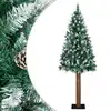 Image de vidaXL Sapin de Noël mince bois véritable et neige blanche vert 180 cm