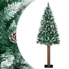 Image de vidaXL Sapin de Noël mince bois véritable et neige blanche vert 210 cm