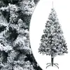 Image de vidaXL Sapin de Noël artificiel avec neige floquée vert 210 cm PVC