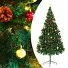 Image de vidaXL Arbre de Noël artificiel pré-éclairé avec boules vert 210 cm