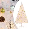 Image de vidaXL Arbre de Noël artificiel pré-éclairé avec boules blanc 210 cm