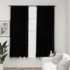 Image de vidaXL Rideaux occultants aspect lin avec crochets 2pcs Noir 140x175cm