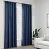Image de vidaXL Rideaux occultants aspect lin avec crochets 2pcs Bleu 140x225cm