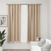 Image de vidaXL Rideaux occultants aspect lin et crochets 2 pcs beige 140x175cm