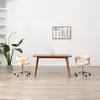 Image de vidaXL Chaise pivotante de bureau Crème Bois courbé et similicuir