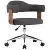 Image de vidaXL Chaise pivotante de bureau Gris Bois courbé et tissu