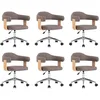 Image de vidaXL Chaises pivotantes à manger lot de 6 taupe bois courbé et tissu