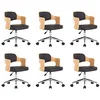 Image de vidaXL Chaises pivotantes à manger lot de 6 bois courbé et similicuir