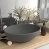 Image de vidaXL Lavabo ovale de luxe Gris foncé mat 40x33 cm Céramique