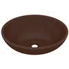 Image de vidaXL Wastafel ovaal 40x33 cm keramiek mat donkerbruin