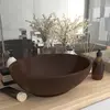 Image de vidaXL Lavabo ovale de luxe Marron foncé mat 40x33 cm Céramique