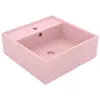 Image de vidaXL Lavabo carré de luxe à trop-plein Rose mat 41x41 cm Céramique