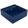 Image de vidaXL Lavabo carré à trop-plein Bleu foncé mat 41x41 cm Céramique