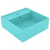 Image de vidaXL Lavabo carré à trop-plein Vert clair mat 41x41 cm Céramique