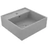Image de vidaXL Lavabo carré à trop-plein Gris clair mat 41x41 cm Céramique