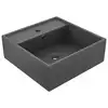 Image de vidaXL Lavabo carré à trop-plein Gris foncé mat 41x41 cm Céramique
