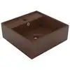 Image de vidaXL Lavabo carré à trop-plein Marron foncé mat 41x41 cm Céramique