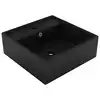 Image de vidaXL Lavabo carré de luxe à trop-plein Noir mat 41x41 cm Céramique
