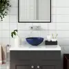 Image de vidaXL Lavabo de salle de bain Céramique Bleu foncé Rond