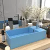 Image de vidaXL Lavabo de salle de bain avec trop-plein Céramique Bleu clair