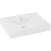 Image de vidaXL Lavabo avec Trou de Robinet Vasque à Poser de Toilette Lave-mains de Salle de Bain Cuisine Maison Intérieur Blanc Mat 60x46 cm Céramique