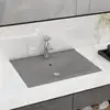 Image de vidaXL Lavabo avec trou de robinet Gris clair mat 60x46 cm Céramique