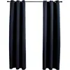 Image de vidaXL Rideaux occultants avec anneaux 2 pièces Noir 97x213 cm Tissu