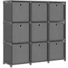 Image de vidaXL Étagère 9 cubes avec boîtes Gris 103 x 30 x 107,5 cm Tissu