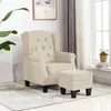 Image de vidaXL Fauteuil avec repose-pied Crème Tissu