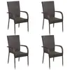 Image de vidaXL Chaises empilables d'extérieur lot de 4 Résine tressée Marron