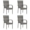 Image de vidaXL Chaises empilables d'extérieur lot de 4 Gris Résine tressée