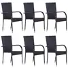 Image de vidaXL Chaises empilables d'extérieur lot de 6 Résine tressée Noir