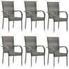 Image de vidaXL Chaises empilables d'extérieur lot de 6 Gris Résine tressée