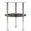 Image de vidaXL Table d'appoint 2 niveaux Transparent et noir 38cm Verre trempé