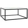 Image de vidaXL Table basse Noir avec verre marbre blanc 80x80x35 cm